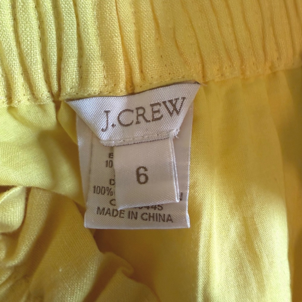 J.Crew Yellow 100% Linen Paperbag Waist Mini Skirt with Pockets Size 6 - Picture 4 of 7